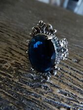 Used, ROYAL BLUE VICTORIAN STYLE SILVER SIMULATED SAPPHIRE RING  SIZE 8.25 for sale  Shipping to South Africa