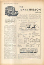 Hudson 16.9 hp Saloon original Period Motor Road Test Reprint 1939, used for sale  Shipping to South Africa