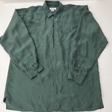 Camisa masculina vintage Bogari 100% seda tamanho grande verde escuro manga longa botão para cima comprar usado  Enviando para Brazil