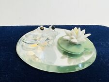 Sapo de cristal em base de espelho almofada de lírio flor branca 2”, usado comprar usado  Enviando para Brazil