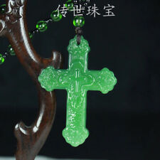 Jade Cross Pendant Fashion Chalcedony Necklace Natural Charm Women Beaded for sale  Shipping to South Africa