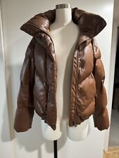 Aritzia Wilfred Cloud Puff Jacket Vegan Leather Cognac  (Size XS), used for sale  Shipping to South Africa