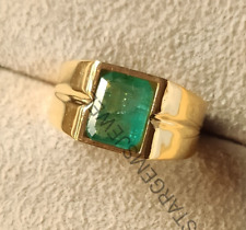 Natural Emerald 14K Yellow Gold Men's Ring, Emerald Engagement & Wedding Ring., used for sale  Shipping to South Africa