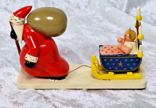 Erzgebirge Wendt Kuhn Santa with Angel Sled Miniature Wood Germany 3" H x 4.5" W for sale  Shipping to South Africa