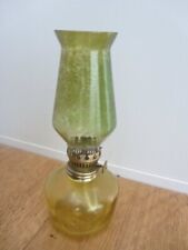 LÁMPARA DE ACEITE DE VIDRIO VINTAGE ÁMBAR AMARILLO 20 CM DE ALTURA chimenea y mecha ARTÍCULO DECORATIVO segunda mano  Embacar hacia Argentina