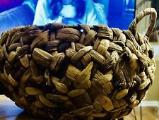 Dos cestas redondas de almacenamiento decorativo tejidas de jacinto de agua talla mediana y grande segunda mano  Embacar hacia Argentina