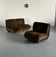 Vintage Space Age Modular Sofa Set in Brown Velvet, Attributed to 1P Italy for sale  Shipping to South Africa