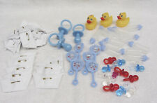 Vintage LOT Baby Shower Table Decorations Party Bottles Rattles Diapers Cake Top for sale  Shipping to South Africa