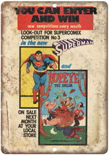 Superman Popeye Supercomix Comic Ad 12" x 9" Reproduction Metal Sign J102 for sale  Shipping to South Africa