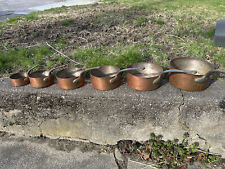 Set of 6 Antique copper saucepans - no makers mark for sale  Shipping to South Africa