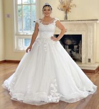 Plus Size Wedding Dresses Short Sleeves Lace Appliques White Ivory Bridal Gowns for sale  Shipping to South Africa