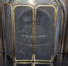 Four Fold Four Panel Vintage Brass Mesh Fire Screen/Fire Guard Spark Protector  for sale  Shipping to South Africa