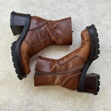 Botas De Colección Años 90 Steve Madden HOTT Punta Cuadrada Gruesa Cuero Marrón Talla 6 Bratz segunda mano  Embacar hacia Mexico