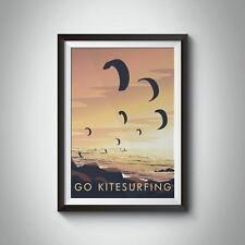 Póster de viaje de kitesurf - enmarcado - vintage - estampados de lista de deseos segunda mano  Embacar hacia Argentina