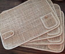 Usado, Conjunto de 4 Placemats de tecido palha de fibra natural com talheres e bolso de guardanapo comprar usado  Enviando para Brazil