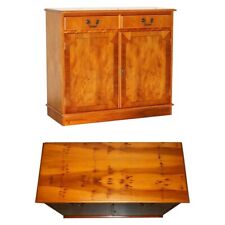 LOVELY VINTAGE BURR YEW WOOD TWO DRAWER & CUPBOARD SIDEBOARD, used for sale  Shipping to South Africa