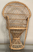 Cadeira de vime vintage pavão ventilador traseira rattan 16” boneca planta suporte decoração boho comprar usado  Enviando para Brazil