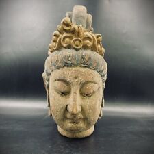 Japonés Antigüedad Madera Buda Cabeza Figura Mano Tallado Altura :3 7cm/36.6cm segunda mano  Embacar hacia Argentina