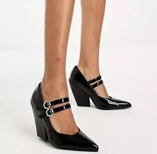 Used, Daisy Street 40 7 Black Patent Block Heels Mary Jane’s  for sale  Shipping to South Africa
