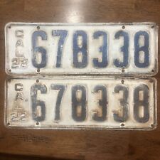 Pair Vintage 1922 CALIFORNIA White Black LICENSE PLATES CA Pair Set  678338, used for sale  Shipping to South Africa