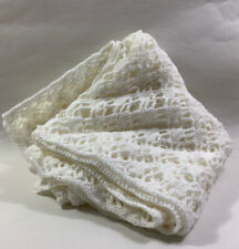 Handmade Crochet Vintage White Cot Baby Blanket Throw Or Leg Cover, used for sale  Shipping to South Africa