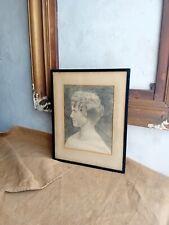 Used, Vintage Pencil Portrait Lady Woman Slim Wooden Black Frame Glazed Sketch c.1926 for sale  Shipping to South Africa