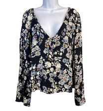 Blusa Cupcakes e Cashmere Azul Marinho Estampa Floral Tamanho XXL Decote V Flowy Boho Confortável, usado comprar usado  Enviando para Brazil