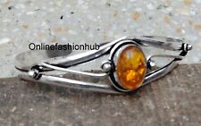 Baltic Amber Gemstone 925 Sterling silver plated Adjustable Cuff Bangles NCB-B5 for sale  Shipping to South Africa