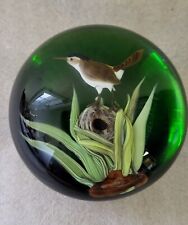 1981 Rick Ayotte 2.75in Long Billed Marsh Wren on Nest Glass Paperweight #2/50 for sale  Shipping to South Africa
