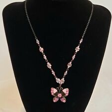 Cristales de mariposa Swarovski con collar esmaltado púrpura rosa 17" +2,25 ext segunda mano  Embacar hacia Argentina