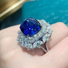 New Luxury Big Sugar Tower Blue Topaz Classical Women Girl Silver Gemstone Rings, used for sale  Shipping to South Africa