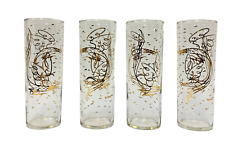 4 Copos Decorativos Dourados 7" H Federal Glass Company, Conjunto de 4 Vintage, usado comprar usado  Enviando para Brazil