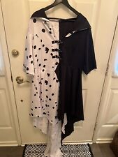 Halloween Cruella Deville Costume Women Cruella Dress Black White Hooded size 2X for sale  Shipping to South Africa