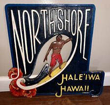 Placa de parede Haleiwa Hawaii North Shore longboard surf madeira onda surfista grande 17’ comprar usado  Enviando para Brazil