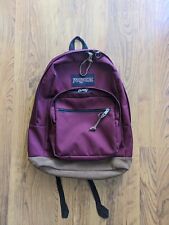 JanSport Original Right Pack Burgundy 100% Leather Bottom & Zipper Backpack, used for sale  Shipping to South Africa