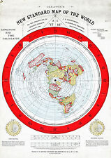 GRANDE 23"x32" Mapa da Terra Plana - Pôster Novo Padrão do Mundo de Gleason de 1892 comprar usado  Enviando para Brazil