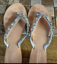 Used, carvela kurt geiger Diamante Flip flops Silver Leather Sz 5 38 for sale  Shipping to South Africa