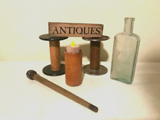 Lot of Old wood spools, Bobbin ,Bottle, sign for sale  Shipping to South Africa