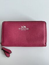 Coach F57855 pequeno acordeão de couro granulado duplo zíper estojo moeda rosa, usado comprar usado  Enviando para Brazil