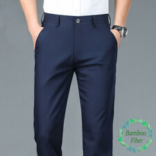 Calça masculina de luxo reta terno empresarial fibra de bambu primavera verão elegante comprar usado  Enviando para Brazil