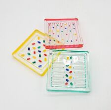 3pc Stephen Smyers Glass Confetti Coasters Marked Mid Century Modern Art for sale  Shipping to South Africa