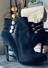 Guess Ranee Black Leather and Suede Ankle Boot High Heel Size 7.5 M Bootie, used for sale  Shipping to South Africa