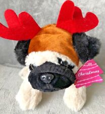 Card Factory Christmas Pug Dog Reindeer Tag 25cm Soft Toy for sale  DARLINGTON