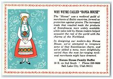 Cartão postal vintage c1950 Hansa House Family Buffet Restaurant Salt Lake City Utah comprar usado  Enviando para Brazil