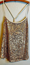 Victoria's Secret Gold Sequin Racerback Tank Top Size Medium, used for sale  Shipping to South Africa
