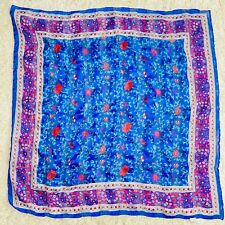 Cachecol italiano de seda azul roxo lindo padrão floral Capezio feito na Itália comprar usado  Enviando para Brazil