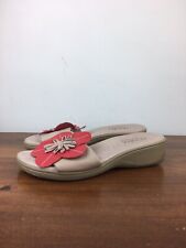 Sandalias para mujer Malu súper confortables de cuero con flores deslizantes talla 7 Brasil segunda mano  Embacar hacia Argentina