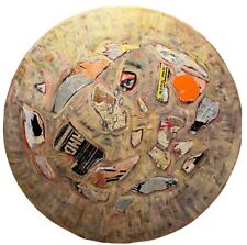 Used, BOSCHERINI B-1946 ABSTRACT EXPRESSIONIST  MIXED MEDIA 1989 ROUND PAINTING PANEL for sale  Shipping to Canada