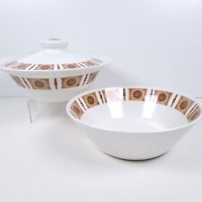 Johnson Bros Snowhite Brown and White Geometric Tureen Casserole & Serving Bowl, used for sale  Shipping to South Africa