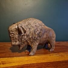 Vintage Ironwood Buffalo / Bison Hand Carved Sculpture Art USA 6.5" HEAVY for sale  Shipping to South Africa